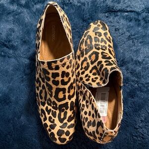 Aetrex Leopard Print Ankle Booties